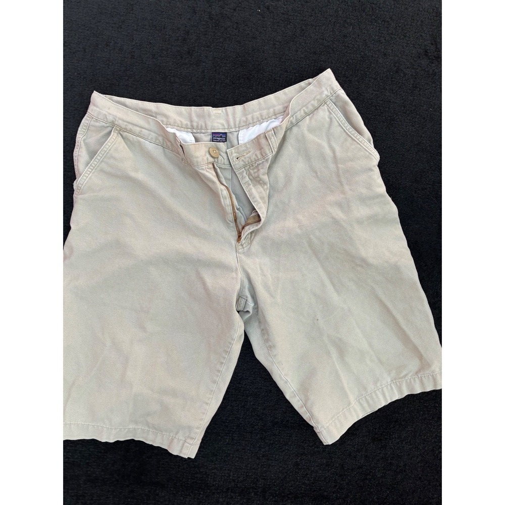 Patagonia Mens 34 Organic Cotton Canvas Shorts Khaki Tan Hiking Outdoor